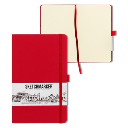 Sketchmarker sketchbook, 130 x 210 mm, 80 sheets, solid cover of artificial leather, Magentine, block 140 g/m2