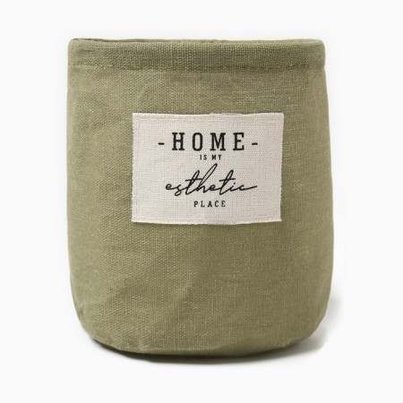 Tekstil. Ethel basket "Home", green color, 14x13 cm, 50%HL, 50%p/e-1