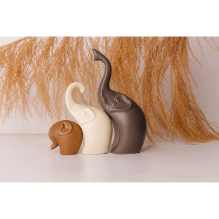 Souvenir Ceramics "Family Elephants" Matte set 3 pcs 7x7 12x12 22x13 cm-5