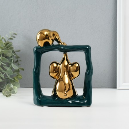 Souvenir Ceramics "Eliors - Support. Square" Dark green with gold 6x13.5x17.5 cm-3
