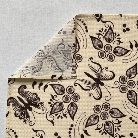 Towel 35x60cm butterflies, beige, waffle, 120 g/m2, cotton 100%-1