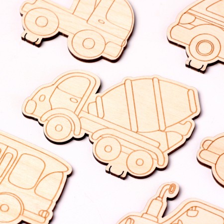 Wooden volumetric coloring "Transport", 6 figures, stand-3