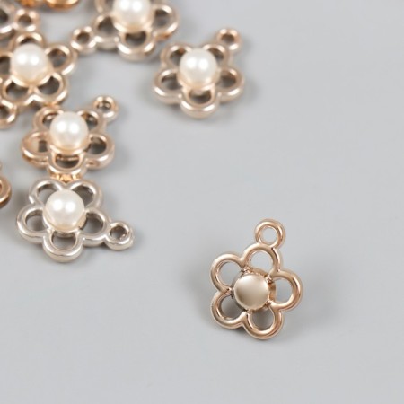 Decor for creativity plastic for metal "Flower with pearls" 1.4x1.6 cm-1