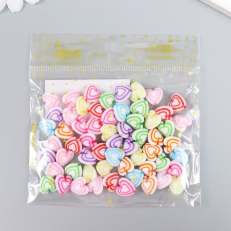 Beads for creativity plastic "Triple heart" Multi -colored set 20 g 0.7x1.1x1.1 cm-3