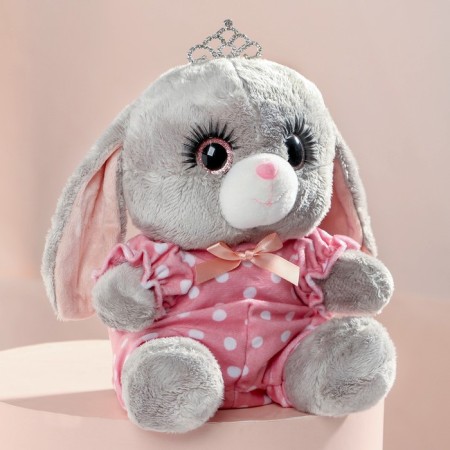 Soft toy "Bunny La Pu in the Cambinison with Crown", the color is gray, 20cm-3