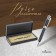 Gift handle, ballpoint "engraving" in the leatherette case, black-silver