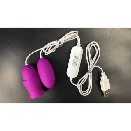 Vibroyaisa Oka-hips, with nozzles for nipples and clitoris, 12 modes, USB, silicone, purple
