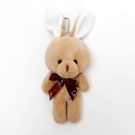 Soft toy "Hare with a bow", on the suspension, the color of mix