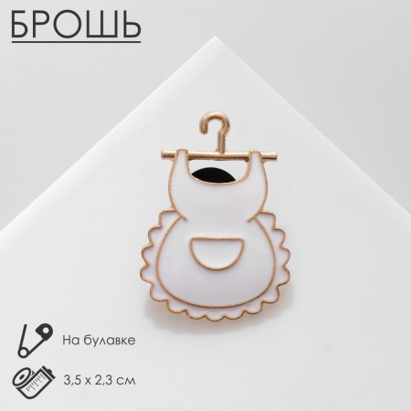 Brooch "Apron", white color in gold