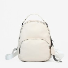 Women's backpack of artificial leather with lightning, 1 pocket, white color