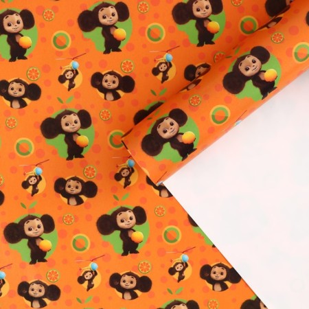 Packaging paper, 70x100 cm, cheburashka-3