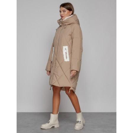 Coat insulated winter female, size 42, color light brown-1