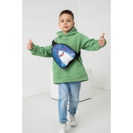 Baby backpack for the boy "Shark", on lightning, blue color-4