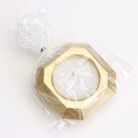 Candle "Square" in the candlestick with beveled corners is small, 9x3.5cm, gold-3