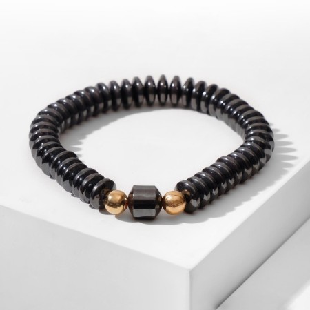 Bracelet unisex "hematite" discs, black color with gold, d = 7 cm-1