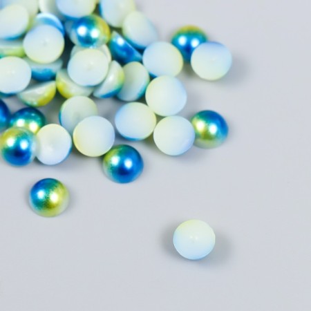 Decor "Semiobusins ​​and rhinestones. Gradient blue-gold" d = 6 mm 10g 200 pcs 5x2.5 cm mix-3