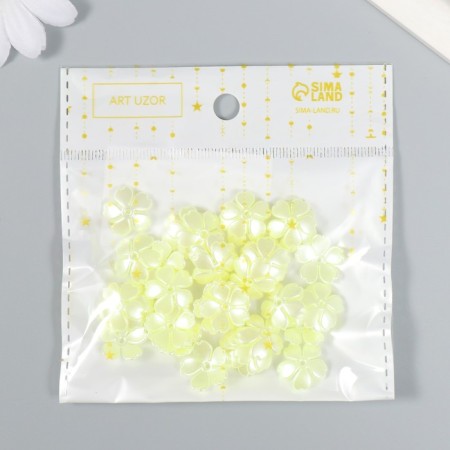 Beads for creativity plastic "Flower Pearl" set 40 pcs white 1.5x1.5 cm-4