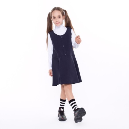 School sundress for girls, blue color, height 122-8