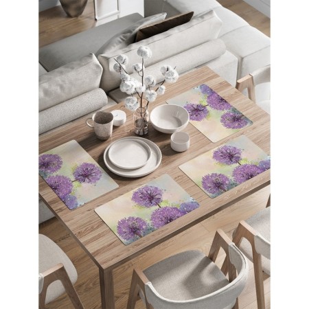 A set of napkins for setting the table "Colorful dandelions", rectangular, rounded edges, size 30x46 cm, 4 pcs