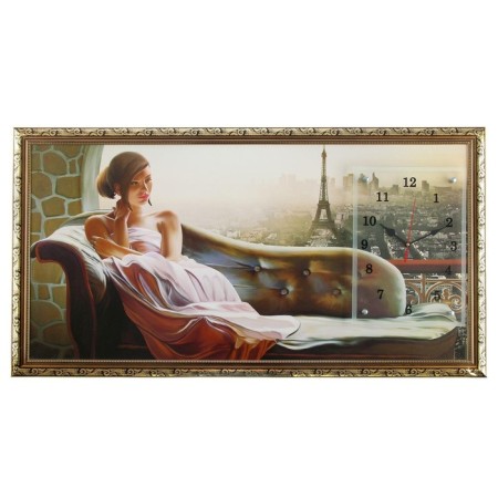 Carty clock, interior, interior "Dawn in Paris", 50 x 100 cm, on canvas, silent