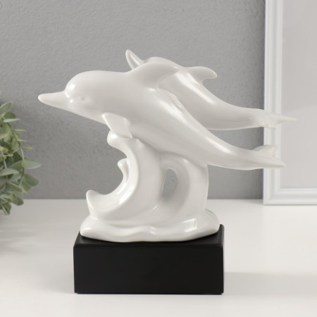 Souvenir Ceramics "Dolphins on the waves" White 7.3x22x23 cm-3
