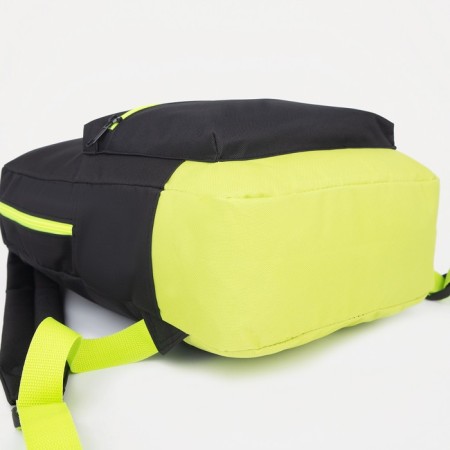 Youth backpack from lightning textiles, external pocket, “ZFTS”, black/green color-4