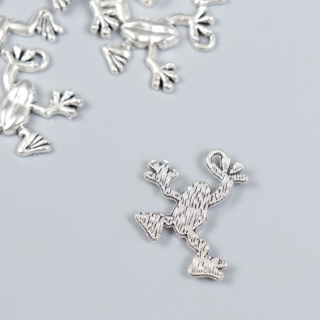 Decor for creativity Metal "Frog" silver 1.8x2.2 cm-1