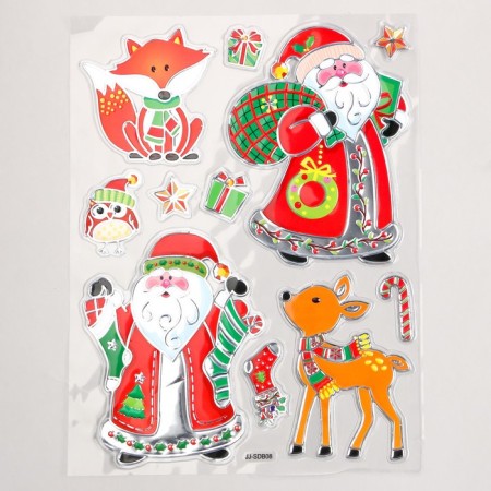 Plastic sticker "Santa Claus and Forest Animals" 24x33 cm