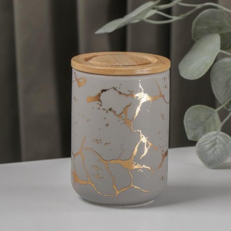 Ceramic bank for bulk products Gold, 350 ml, gray color