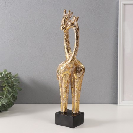 Polystone souvenir "Giraffe - Tenderness" Geometric patterns gold 10x7x39.5 cm-3