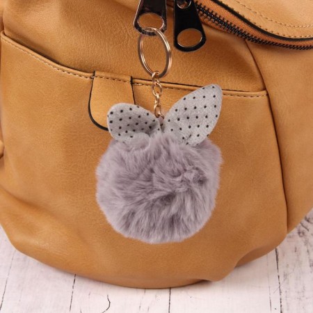 Fluffy on the ring "Ball with ears" mix 8x8 cm-1
