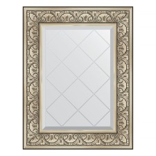 Mirror with engraving in the baguette frame, Baroque silver 106 mm, 60x77 cm