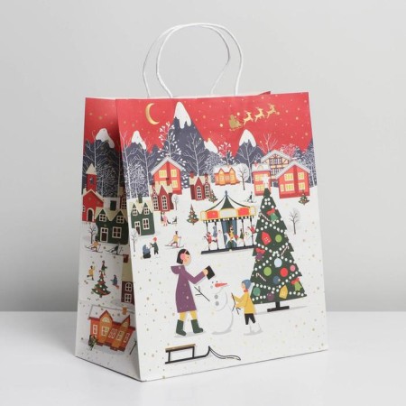 Package Gift Crafts "Festive Town", 28 x 32 x 15 cm, New Year