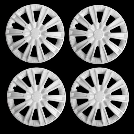 Wheel caps R15 "Tornado", white gloss carbon, set 4 pcs.