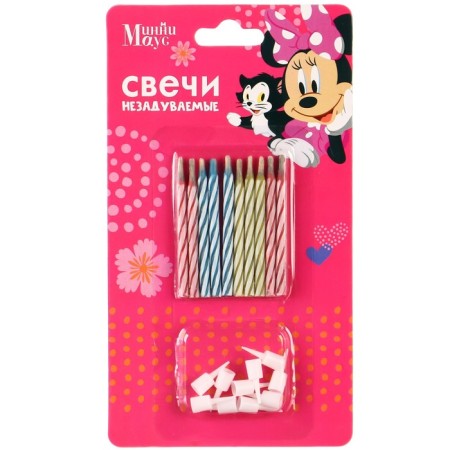 Set of candles untouched for a cake, 10 pcs, Minnie Mouse-2