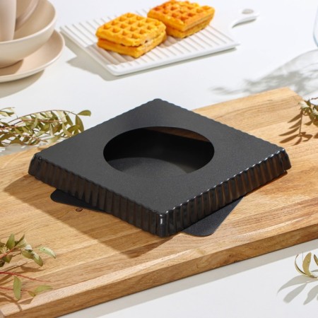 The form for baking the share "Jacqueline. Corrugated square ”, 21 × 2.5 cm, removable bottom, anti -stick coating, black color-2