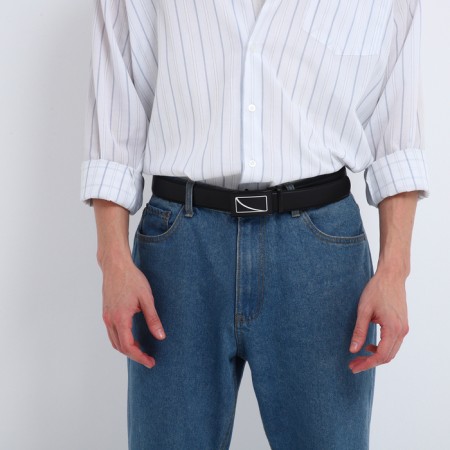 Male belt, width 3.5 cm, buckle machine, black color-3