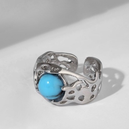 Ring "turquoise world" relief, silver color, dimensionless-2