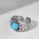 Ring "turquoise world" relief, silver color, dimensionless