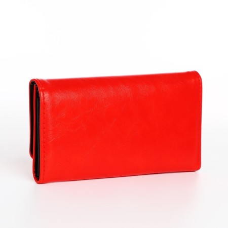 Women's wallet on the button, red color-1