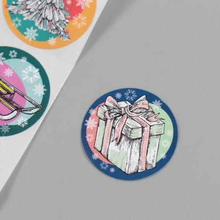 Stick Paper "Drawn New Year" d = 2.5 cm 252 pcs in the roll-6