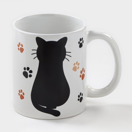 Mug - chameleon ceramic share "cat", 350 ml, white color-1