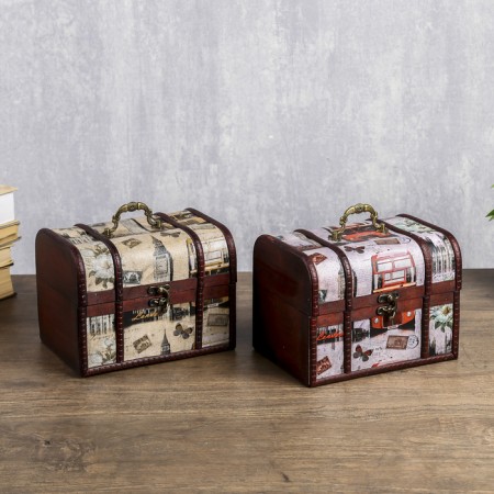 Casket wood chest "Traveling in Europe" 15x20x15 cm-5