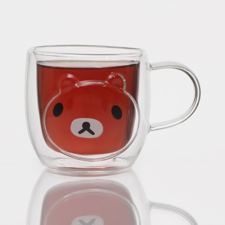 Glass mug with double walls "Panda", 300 ml