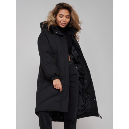 Coat insulated winter female, size 46, black color-15