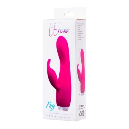 Vibrator with clitoral stimulant L’Eroina, pink color, 17 cm-4