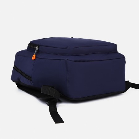 Youth backpack from textiles, 5 pockets, blue color-4
