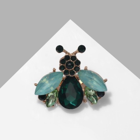 Brooch "Fly", green color in gold-1