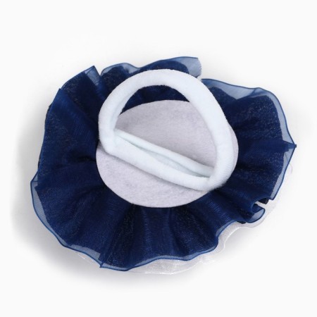 Outlet. Bant for hair on an elastic band, white with blue, 11 cm, kitty Marie-3