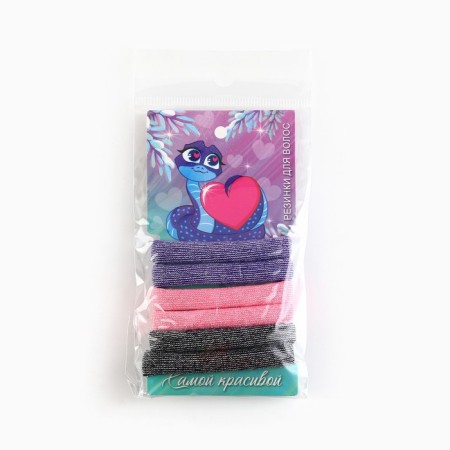 Hair gum New Year's "Milash" for the New Year, set 6 pcs, d = 4 cm-5